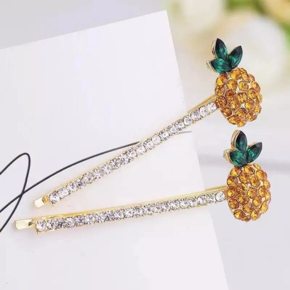 Paired Jeweled Pineapple Hairpins
